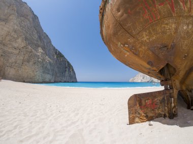 Zakynthos Adası ünlü Navagio batık Beach'de 