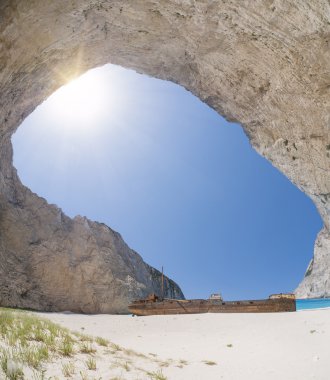 Zakynthos Adası ünlü Navagio batık Beach'de 