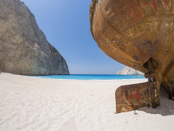 Zakynthos Adası ünlü Navagio batık Beach'de — Stok fotoğraf