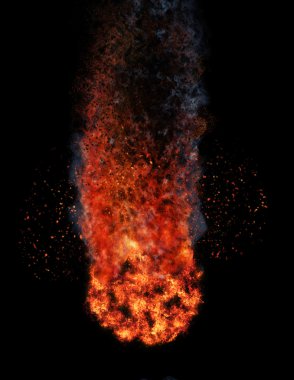ball of fire isolated on black \