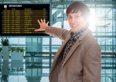 İş adamı havaalanında terminal 