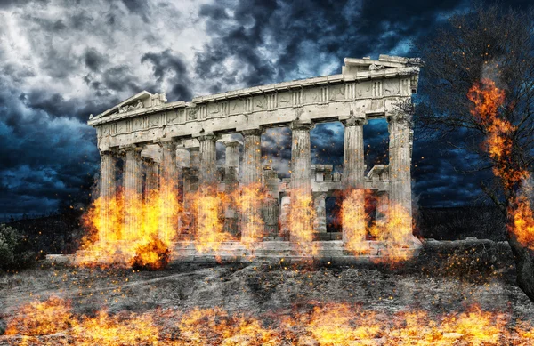 A tűz athéni Akropolisz — Stock Fotó