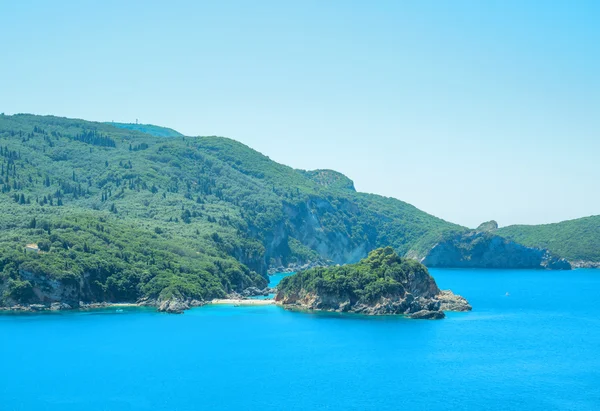 Manzarası Paleokastritsa defne. Corfu — Stok fotoğraf