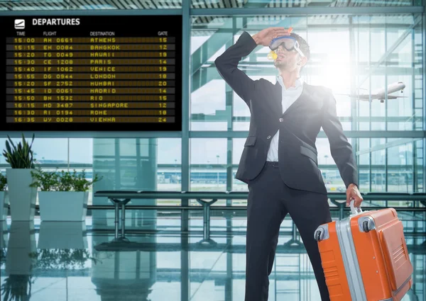 Engraçado homem de negócios pronto para férias — Fotografia de Stock