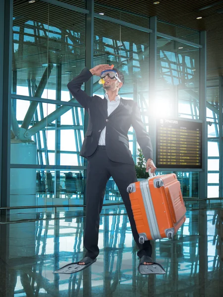 Funny business man ready for holidays — Stock Photo, Image