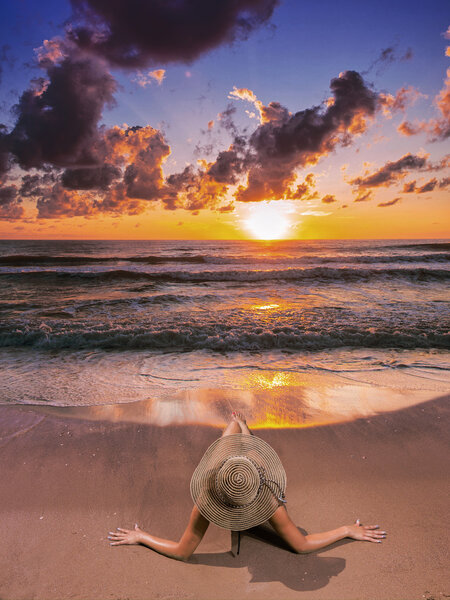 Beautiful woman on the beach.