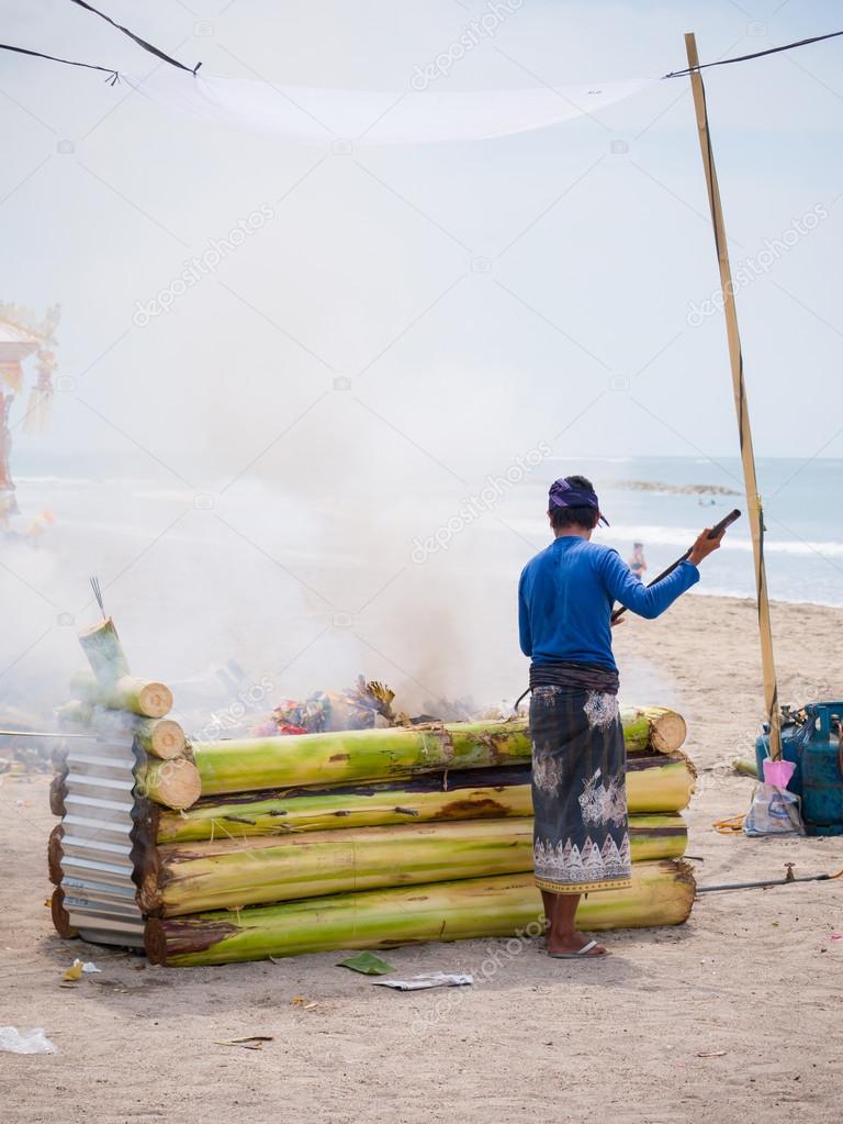 Cremation on beach in Bali Kuta