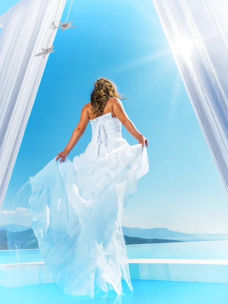 Bride standing on the edge — Stock Photo, Image