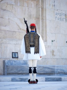 Greek soldiers Evzones in uniform clipart