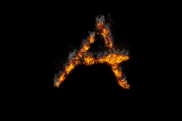 Fire alphabet on black background — Stock Photo, Image