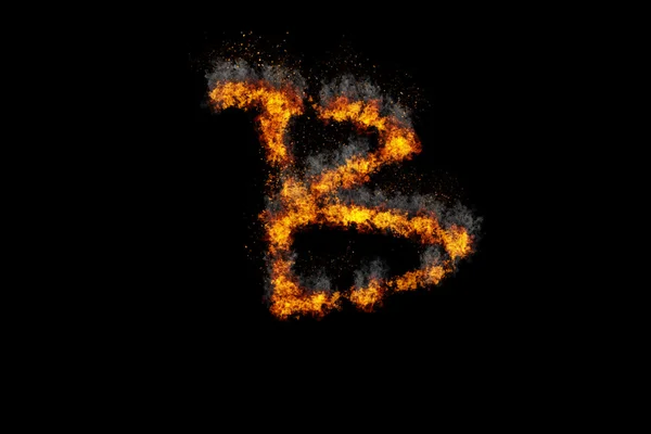 黒い背景の炎のアルファベット — ストック写真