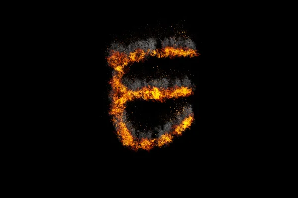 Fire alphabet on black background — Stock Photo, Image