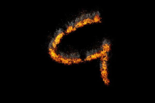 Fire alphabet on black background — Stock Photo, Image