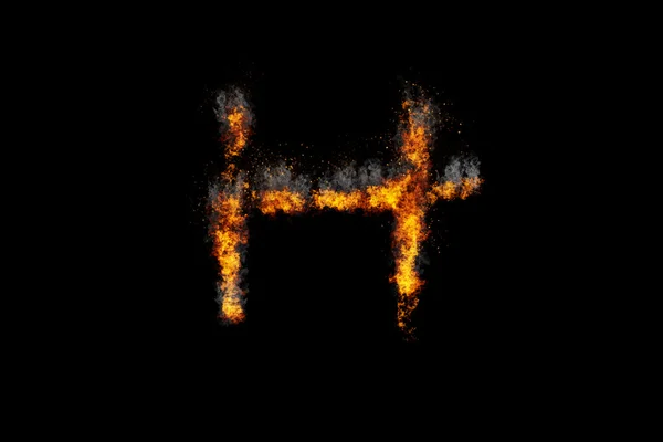 Fire alphabet on black background — Stock Photo, Image