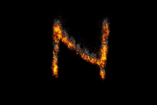 Fire alphabet on black background — Stock Photo, Image