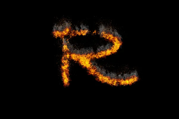 Огненный алфавит на черном фоне — стоковое фото