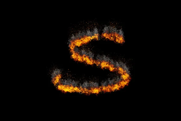 Fire alphabet on black background — Stock Photo, Image