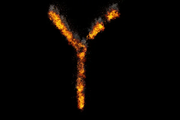 Fire alphabet on black background — Stock Photo, Image