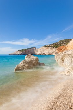 Güzel yaz beyaz Porto Katsiki plaj Ionian Sea Lefkada