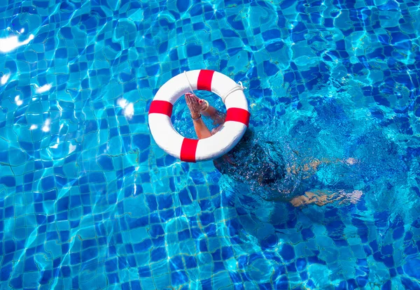 Top view of a girl in the swimming pool — Stock Photo, Image