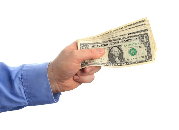 Man hand over bunch of money — Stock Photo, Image