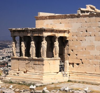 görüntü caryatid sundurma erechtheion, Atina, Yunanistan