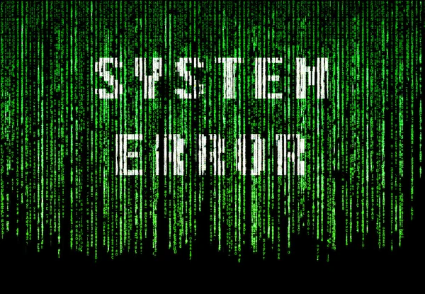 Groene matrix achtergrond met systeem mislukking tekst — Stockfoto