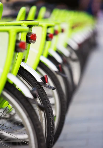 Dettaglio della community bike in fila, Budapest — Foto Stock