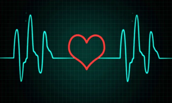 Kardiogramm, Pulslinie mit Herzform — Stockfoto