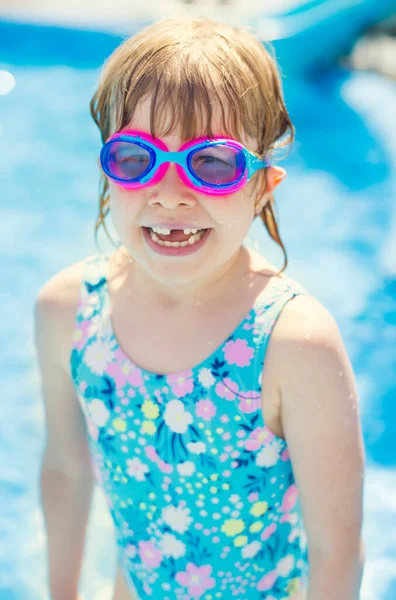 Smiling Child Goggles Beach — Stock Photo, Image