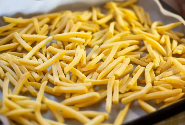 Muitas Batatas Fritas Pommes Panela Forno — Fotografia de Stock