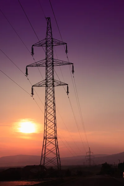 Electric tower at sunset — Stock Photo, Image