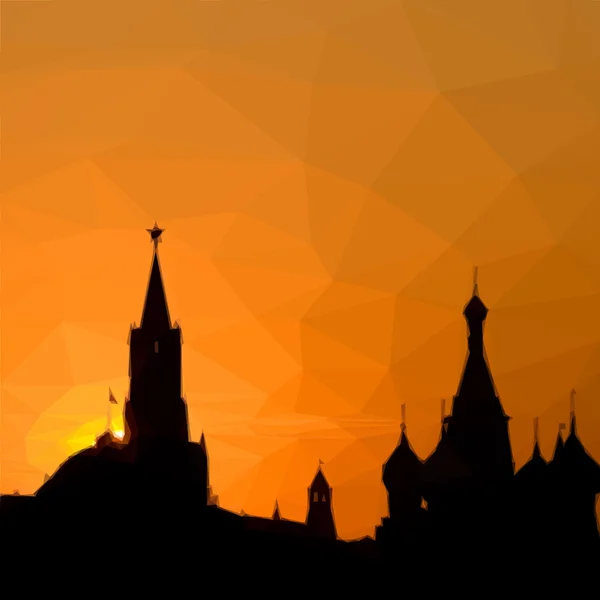 俄罗斯克里姆林宫在莫斯科市的剪影 — 图库矢量图片