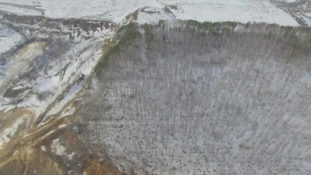 Aerial Flyover Frozen Lake — Stock Video