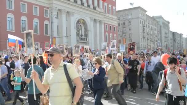 Immortal Regiment in Moscow — Stock Video