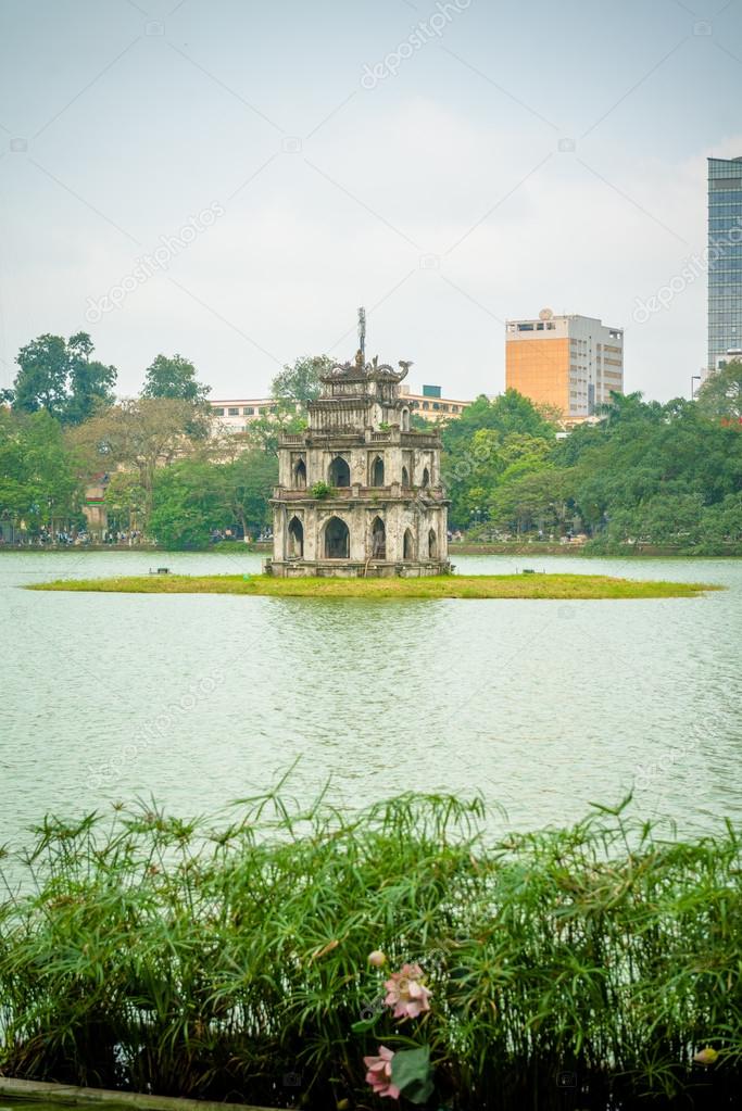 Turtle tower in Hoan Kiem lake