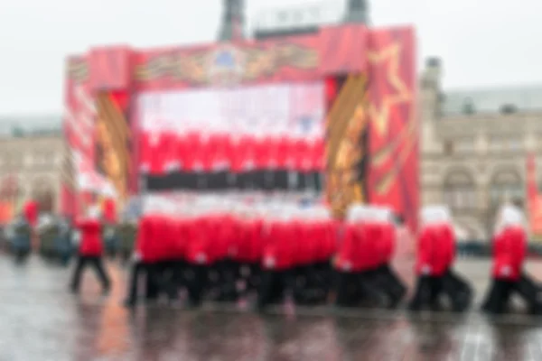 Desfile na Praça Vermelha em Moscou desfoque fundo — Fotografia de Stock