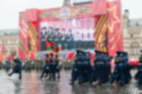 Parade auf dem Roten Platz in Moskau verschwimmt Hintergrund — Stockfoto