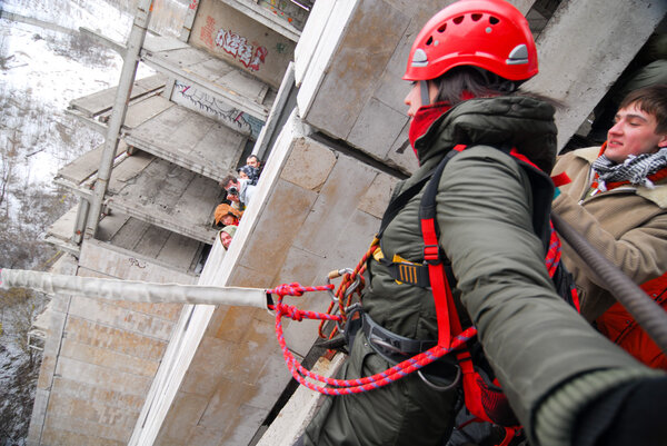 Rope jumping event theme blur background