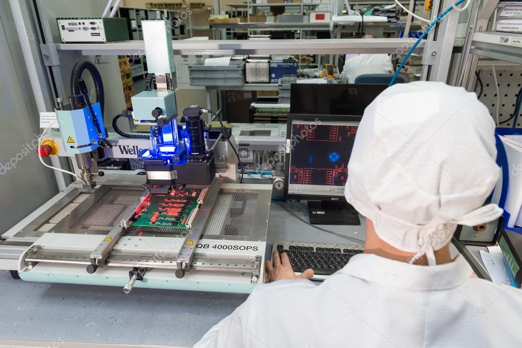 Production of electronic components at hightech factory Stock