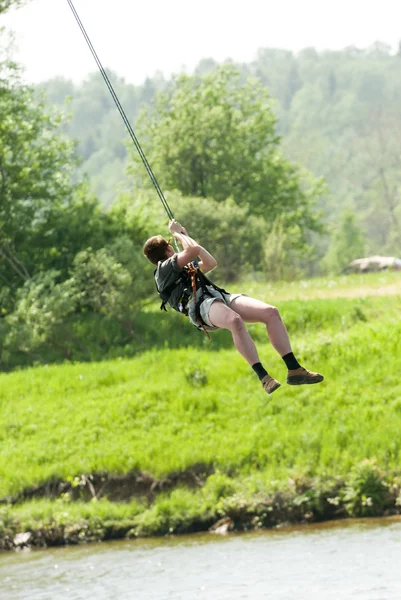 Extremo ropejumping escena — Foto de Stock