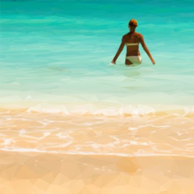 Bir mayo vektör çizim içinde ince kadın