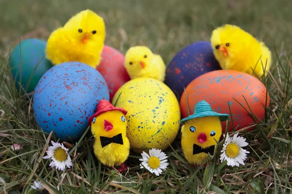 Easter decorations on grass — Stock Photo, Image