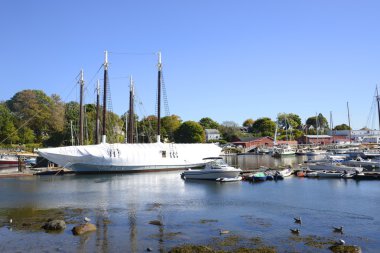 Maine Camden limandaki tekneler