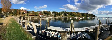 panorama of Rockport Marine Harbor in Maine clipart
