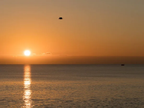 Západ Slunce Nad Kanálem Manche Pobřeží Sussexu — Stock fotografie