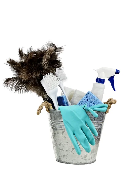 Balde de suprimentos de limpeza — Fotografia de Stock