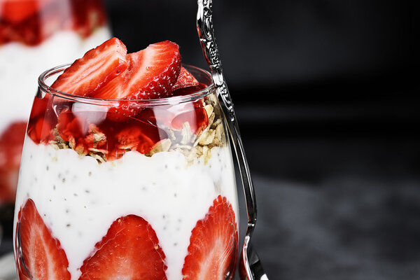 Chia Strawberry Parfait Macro