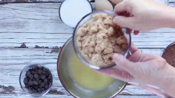 Tid Förflutit För Att Göra Hemmagjorda Brownies Från Början Till — Stockvideo