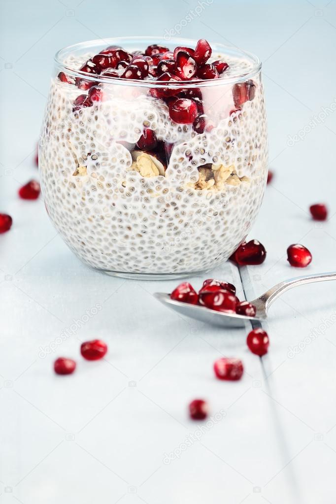 Delicious Chia Seed and Pomegranate Parfait